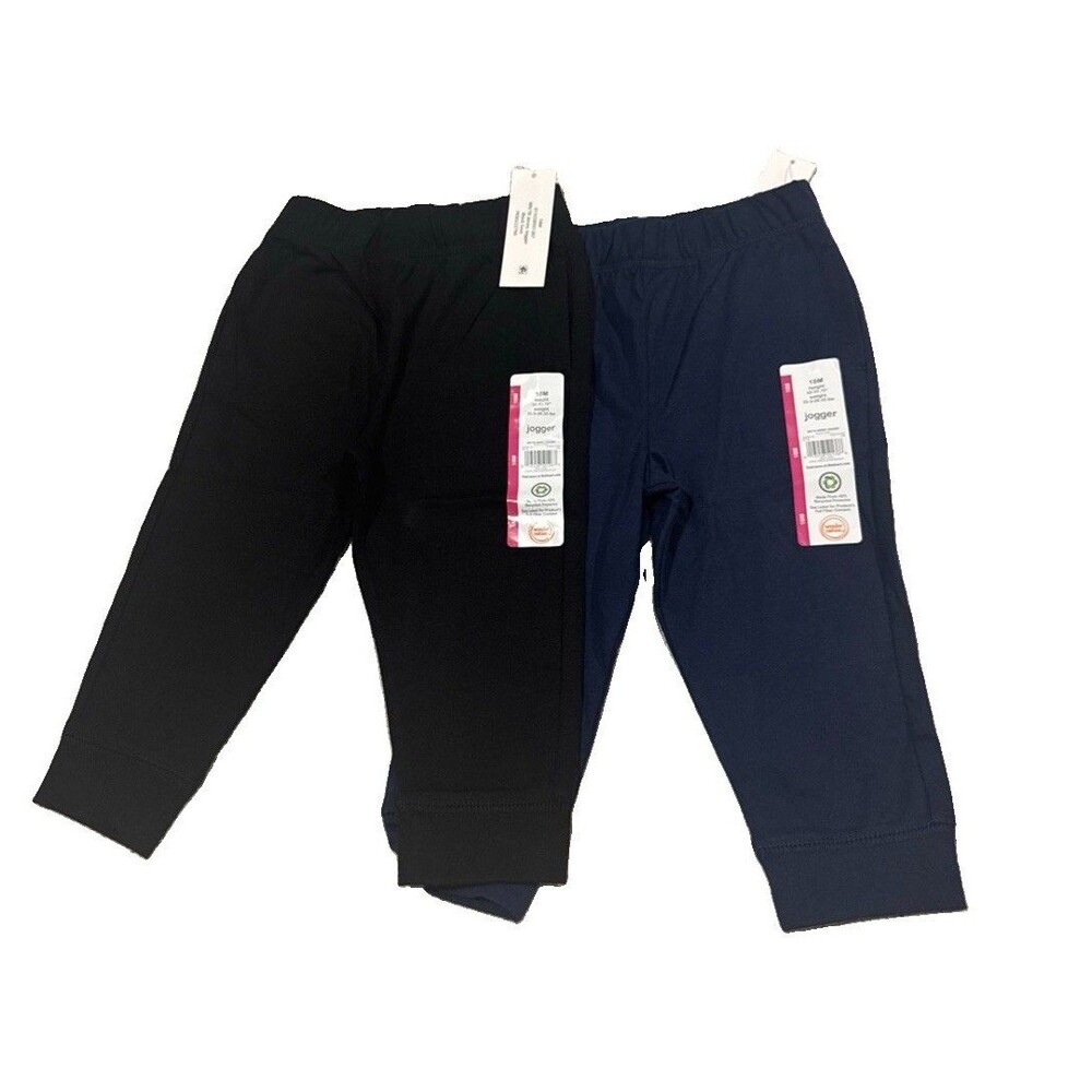 2 pairs Wonder Nation Jogger Pants Boys 18M Black Blue Pockets Elastic Waist